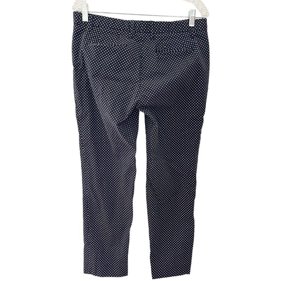 Gap Navy Blue Slim Cropped Polka Dot Flat Front Stretchy Trouser Pants Size 8 - Picture 2 of 6